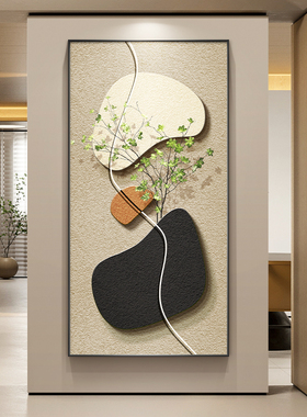 网红来运转代简约玄关石装饰侘寂绿走廊过感风道挂高级植现墙壁