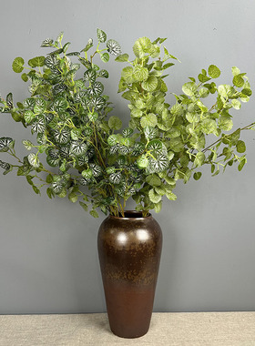 长枝迷你海棠叶仿真花束尤加利叶轻奢放客厅的摆设桌家居装饰摆件