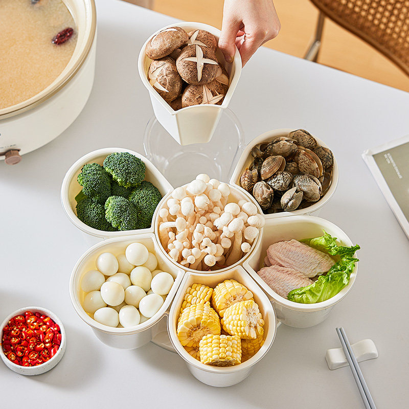 火锅配菜盘家用可旋转蔬菜篮置物架收纳筐厨房九宫格分格拼盘零食,淘宝优惠券,粉丝福利购,淘宝优惠卷