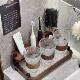 Retro solid wood bathroom no-punch toilet toothbrush holder