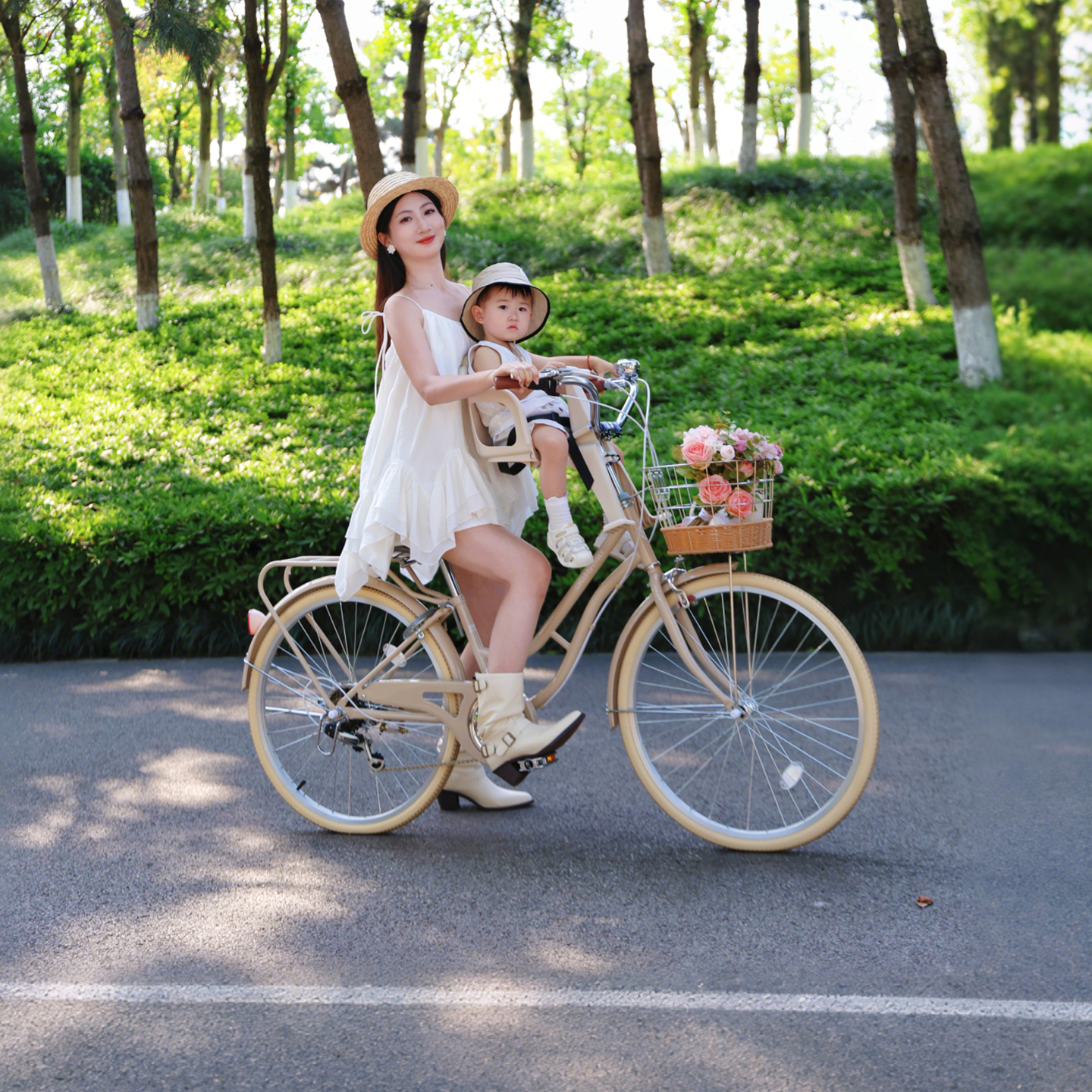 带娃兜风自行车亲子母子车带小孩带娃遛娃成人儿童座椅可载母婴,淘宝优惠券,粉丝福利购,淘宝优惠卷