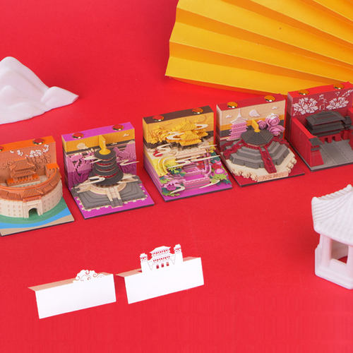 3d立体纸雕日历便签手撕便签纸台历洛阳牡丹花会盲盒建筑创意文创 - 图1