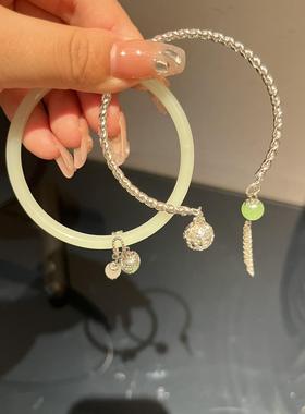 高级感手链古风女设计感绿色流苏