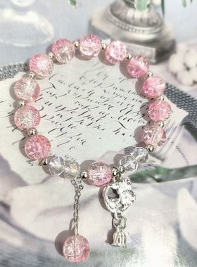 新中式爆花渐变水晶手链女小众蝴蝶手串礼物景区热销摆摊饰品