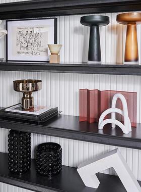 轻奢高级感样板间书房书架书柜桌面装饰摆件组合北欧展厅客厅饰品