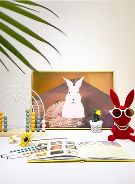 现代新中式兔子主题样板房女童房卧室书桌面摆件装饰品儿童活动区