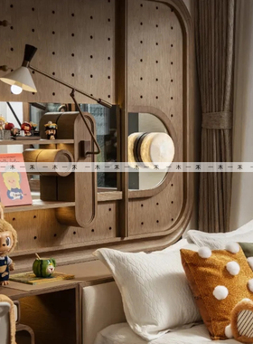 现代简约样板间儿童房女孩房创意泡泡玛特公仔摆件软装饰品组合