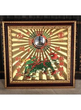 麒麟山海镇 铜板方形八卦镜挂件 八卦凸镜纯铜板面 室外大门