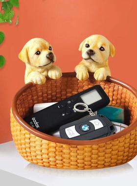 入户玄关收纳摆件进门鞋柜放钥匙客厅茶几桌面装饰可爱小狗收纳篮