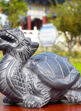 龙龟摆件招财镇宅石雕母子龙龟青石八卦龙头龟石头赑屃霸下石材龟