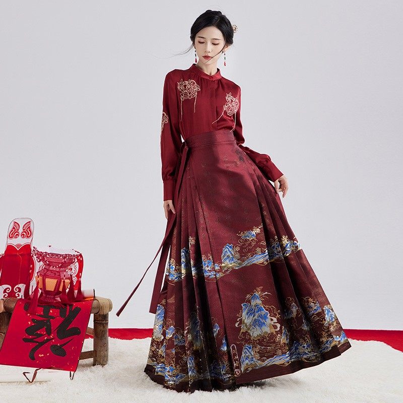 星河汉歌江山雪红色马面裙女套装明制汉服日常2026新款冬新年战袍,淘宝优惠券,粉丝福利购,淘宝优惠卷