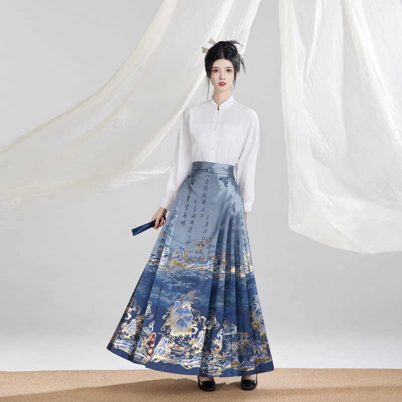 星河汉歌江山雪国风蓝色马面裙女新中式冬明制汉服改良日常,淘宝优惠券,粉丝福利购,淘宝优惠卷