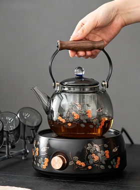 电陶炉煮茶家用煮茶器小型电热炉专用玻璃茶壶泡茶围炉迷你烧水壶