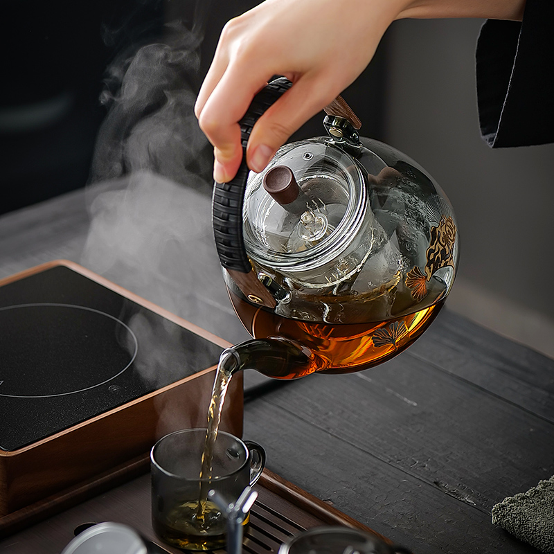 电陶炉玻璃煮茶器烧水壶煮茶老白茶蒸煮一体家用泡茶专用茶具套装 - 图2