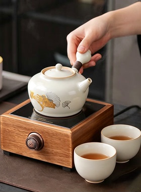 闽业电陶炉粗陶围炉煮茶灌灌茶煮茶器煮奶茶专用壶煮茶壶套装