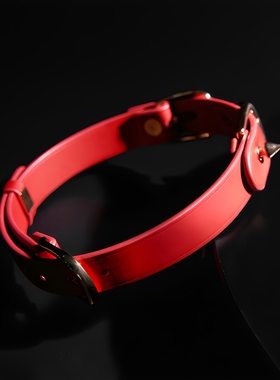 灼欲*真皮choker朋克项圈小狗吊牌男女通用puppy时尚脖圈项链颈饰