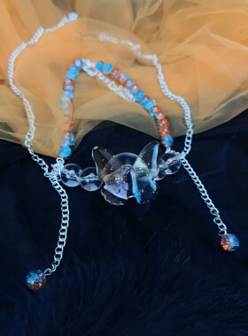 灼欲*高级感蝴蝶连体项圈挂链口塞口球情侣情调口水球堵嘴cos饰品