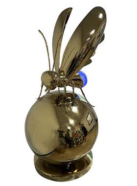 酒店大堂雕塑发光工艺品售楼处水景会所不锈钢蜜蜂摆件大厅软装饰