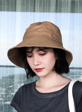 网红黑色渔夫帽女夏季韩