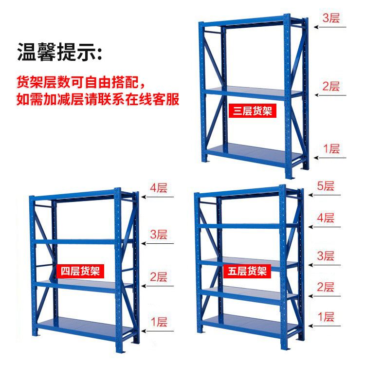 仓储货架轻型中型重型多层仓库家用储物架库房置物铁架子厂家 - 图0