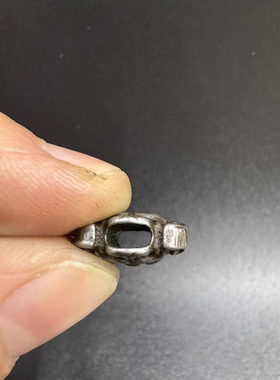 西藏式天铁小精品双面饕餮纹兽面背云文玩星月金刚百香籽背云配件