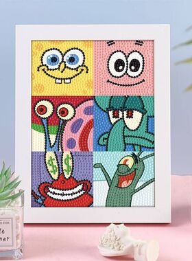 海绵宝宝儿童钻石贴画手工diy砖石画粘贴画派大星厂家直销批发