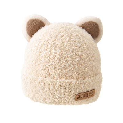 秋冬可爱宝宝帽子毛绒毛线针织帽