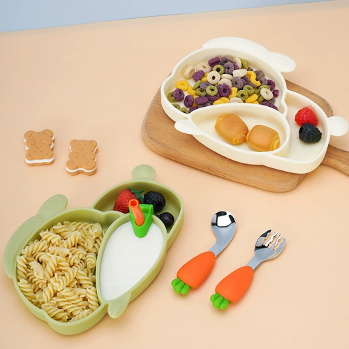 Обеденная тарелка для кормления, детская силиконовая трубочка для прикорма для еды, ложка для тренировок, стульчик для кормления, посуда, комплект