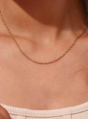 Exquisite Gold Plated Stainless Steel Thin Chain Necklace fo
