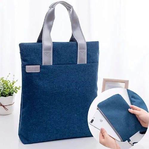 Zipper Briefcase Canvas Vertical Handbag Business Bags - 图0