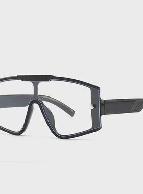 One piece flat top retro oversized frame sunglasses female I