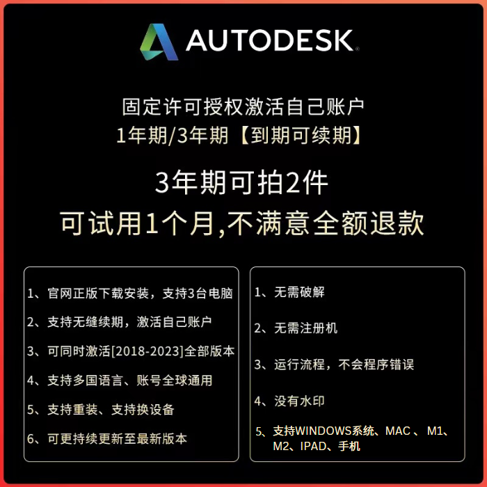 AutoCAD CAD 2018-2024安装正版激活授权许可证 win mac M1 M2-图0