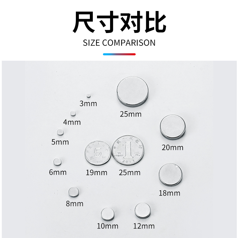 N52强磁小圆形迷你小磁铁强力吸铁石高性能钕铁硼1-6mm超强小尺寸 - 图2