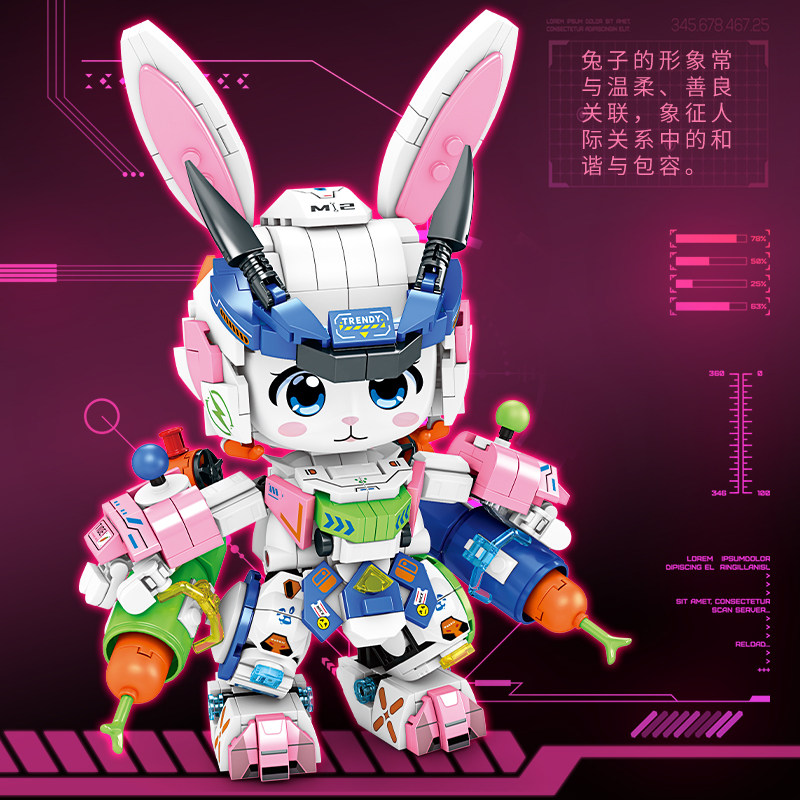 十二生肖兔机甲拼装积木适用于乐高男孩女孩系列儿童拼图益智玩具,淘宝优惠券,粉丝福利购,淘宝优惠卷