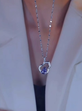 2025新款爆款葫芦紫色水滴项链女小众感高级气质百搭锁骨链饰品
