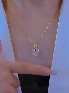 项链女超仙竹节白色平安扣网红爆款气质高级感宫廷饰品颈链锁骨链