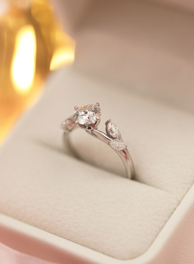 艺升缘珠宝云心戒指定制S925银一克拉莫桑石女士钻戒原创设计