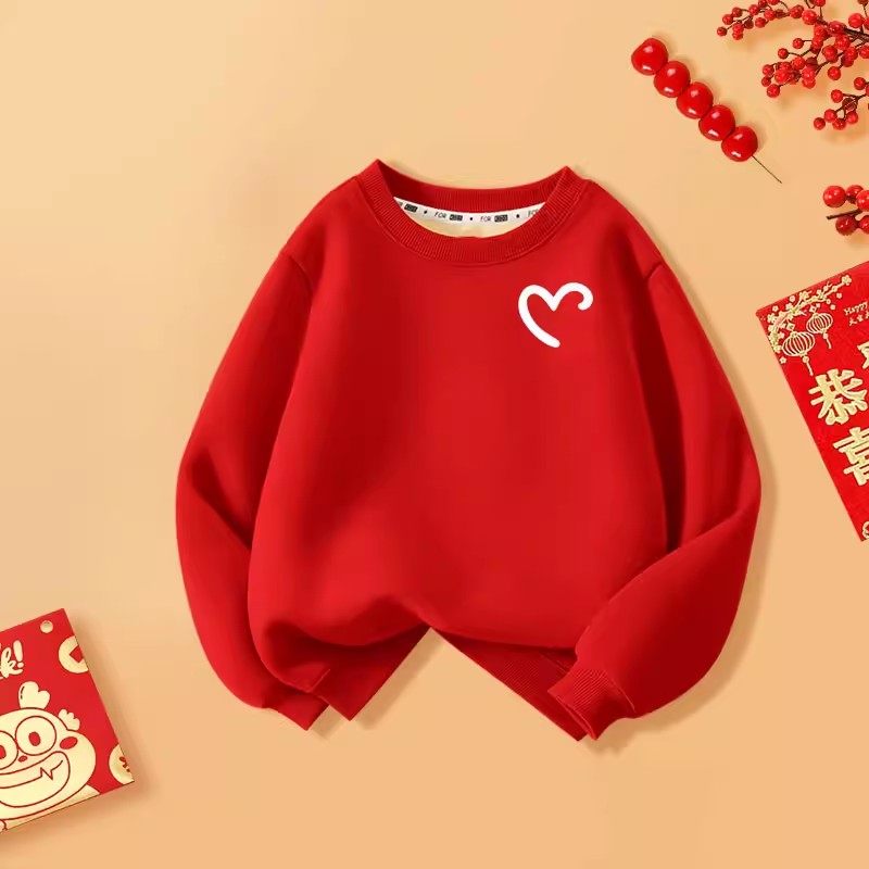 2026马年亲子装一家三口活动服加绒男童女童红色过年拜年卫衣童装,淘宝优惠券,粉丝福利购,淘宝优惠卷