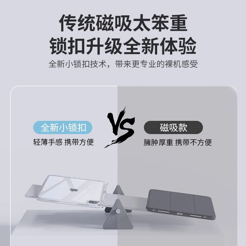 特琅险适用2023华为matepadair保护套透明防弯11.5寸11亚克力matepadPro带笔槽12.6平板卡扣式保护壳全包防摔-图1