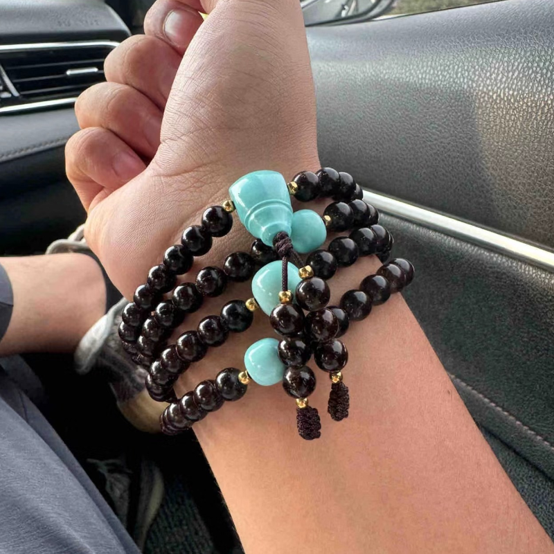 天然绿松石三通佛头散珠高瓷丫角山果冻料项链手串diy配饰件 - 图3