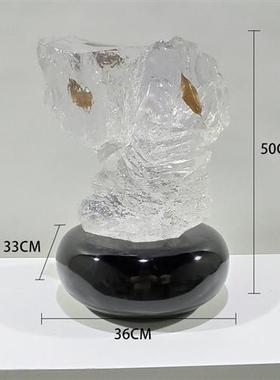 现代创意透明树脂雕塑树叶石头摆件酒店会所售楼处客厅玄关装饰品