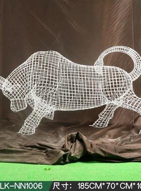 户外不锈钢镂空长颈鹿松鼠熊牛羊蜗牛天鹅叶子发光动物雕塑大摆件