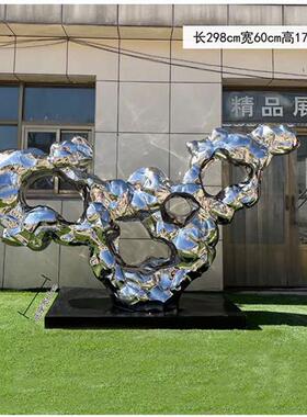 不锈钢太湖石雕塑不锈钢假山摆件抽象户外庭院售楼处造景水景石头