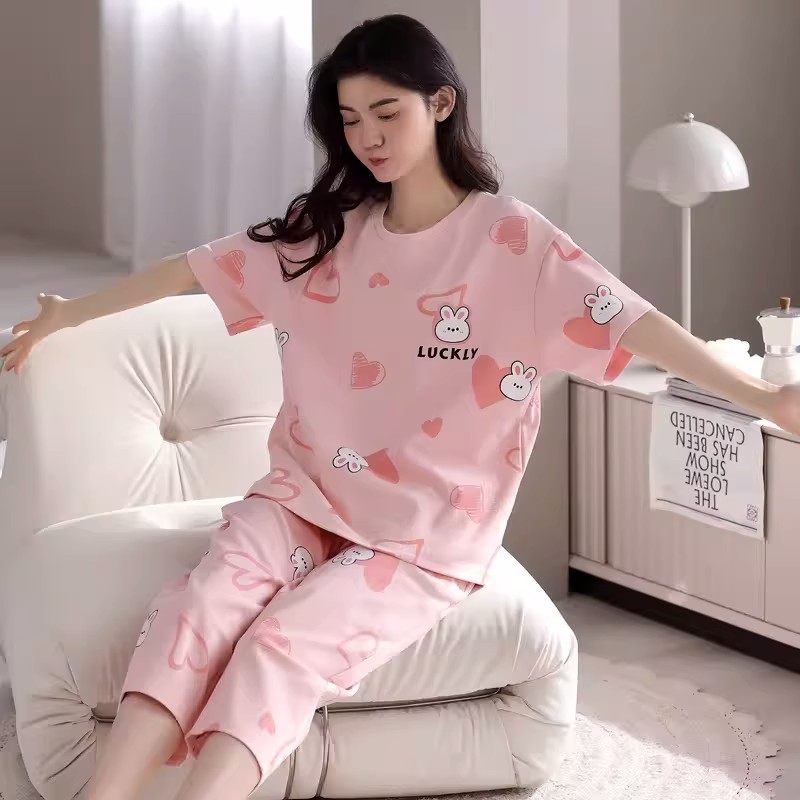 女夏睡衣短袖7分短裤甜美卡通学生韩版网红款可外穿居服_QIANDUO_女士内衣/男士内衣/家居服-第5张图片-提都小院