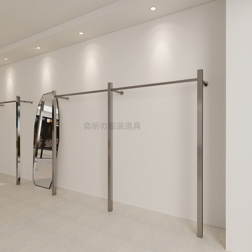 女装店挂衣架上墙现代简约不锈钢服装展示架落地式可拆装定制衣架 - 图0