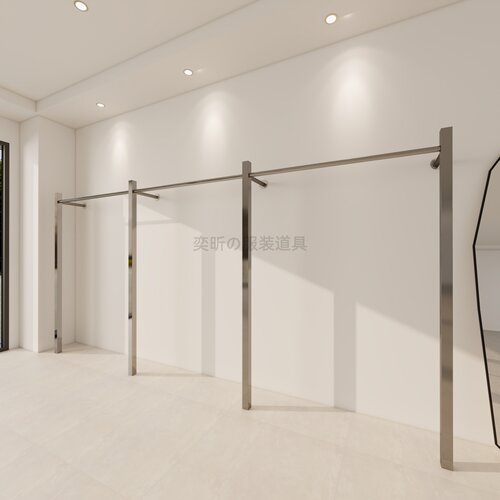 女装店挂衣架上墙现代简约不锈钢服装展示架落地式可拆装定制衣架 - 图3
