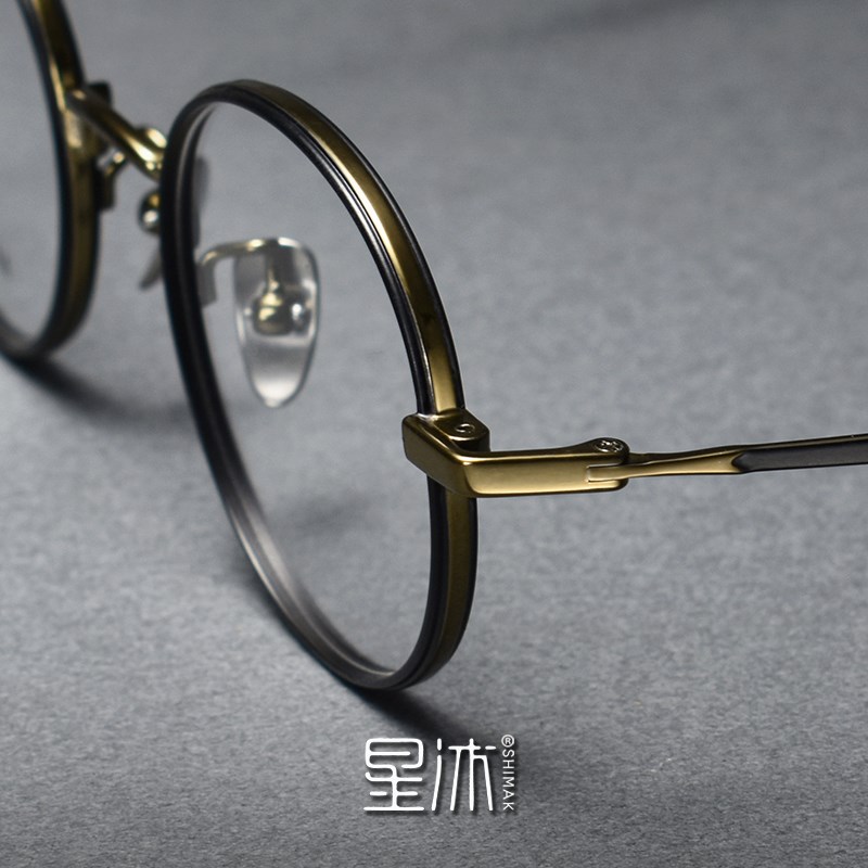 复古圆形眼镜框男女款超轻纯钛近视厚边日系级感素颜文艺防蓝光 - 图0