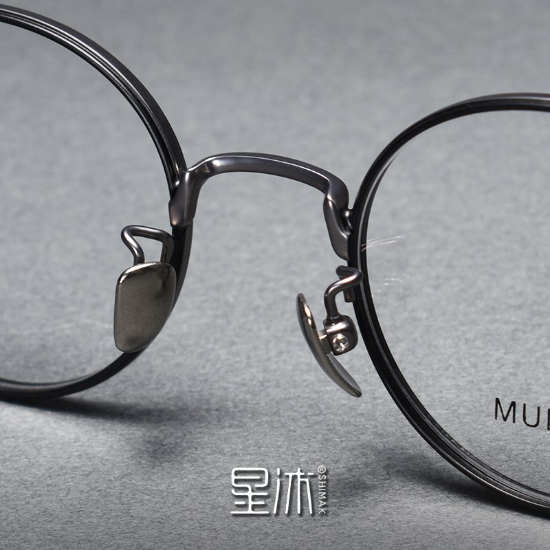 复古圆形眼镜框男女款超轻纯钛近视厚边日系级感素颜文艺防蓝光 - 图1