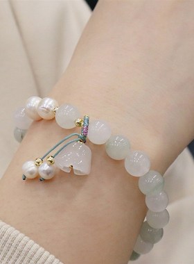 新中式甜美天然草莓晶水晶手链小众复古设计感玉珠珠手串闺蜜手饰