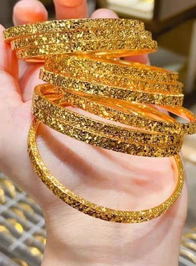 金包银手镯女爆闪碎冰冰手环时尚实心素圈镯子生日礼物礼物送女友